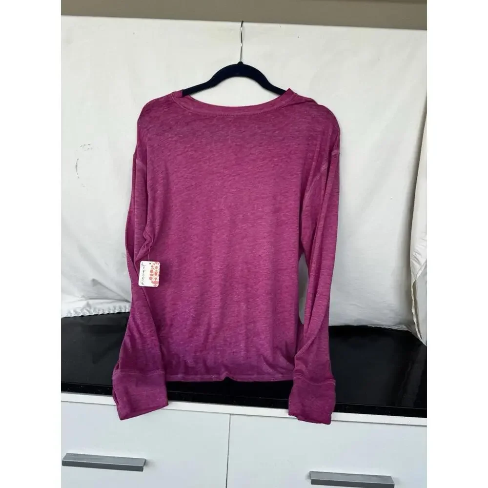 NWT Free people Movement Long Sleeve Top Heather magenta Pink LightSlouchy‎ XS